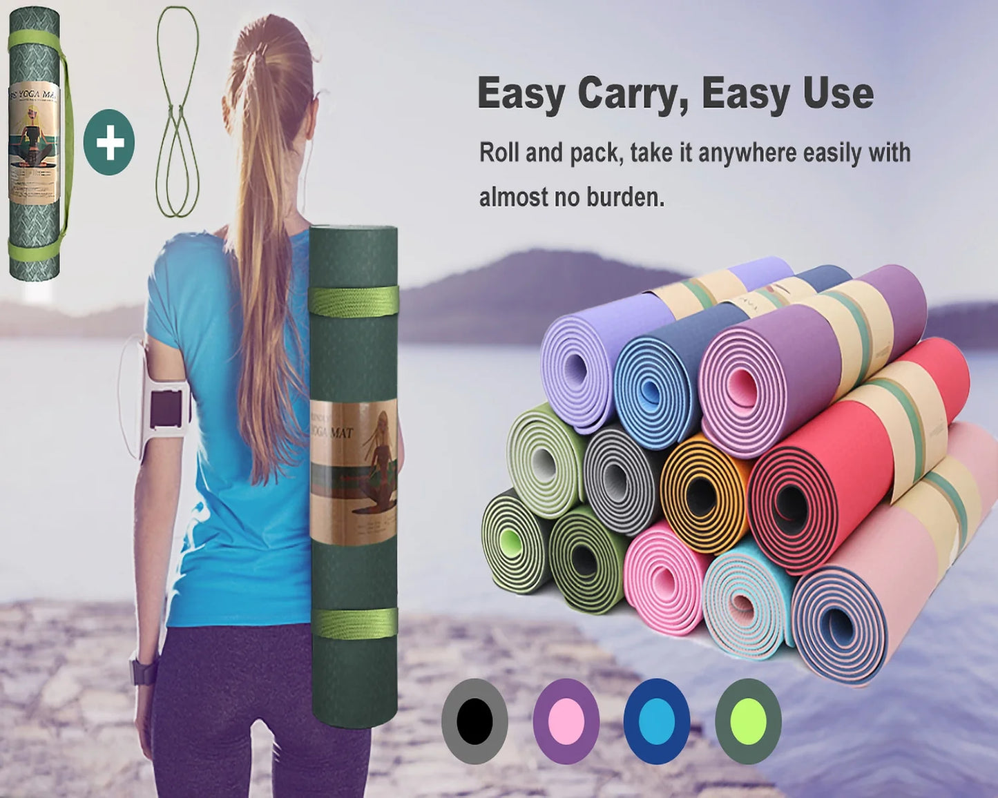 Premium 8mm TPE Non-Slip Yoga Mat - Extra Thick, Eco-Friendly Exercise Mat for Yoga and Pilates for Men and Women
