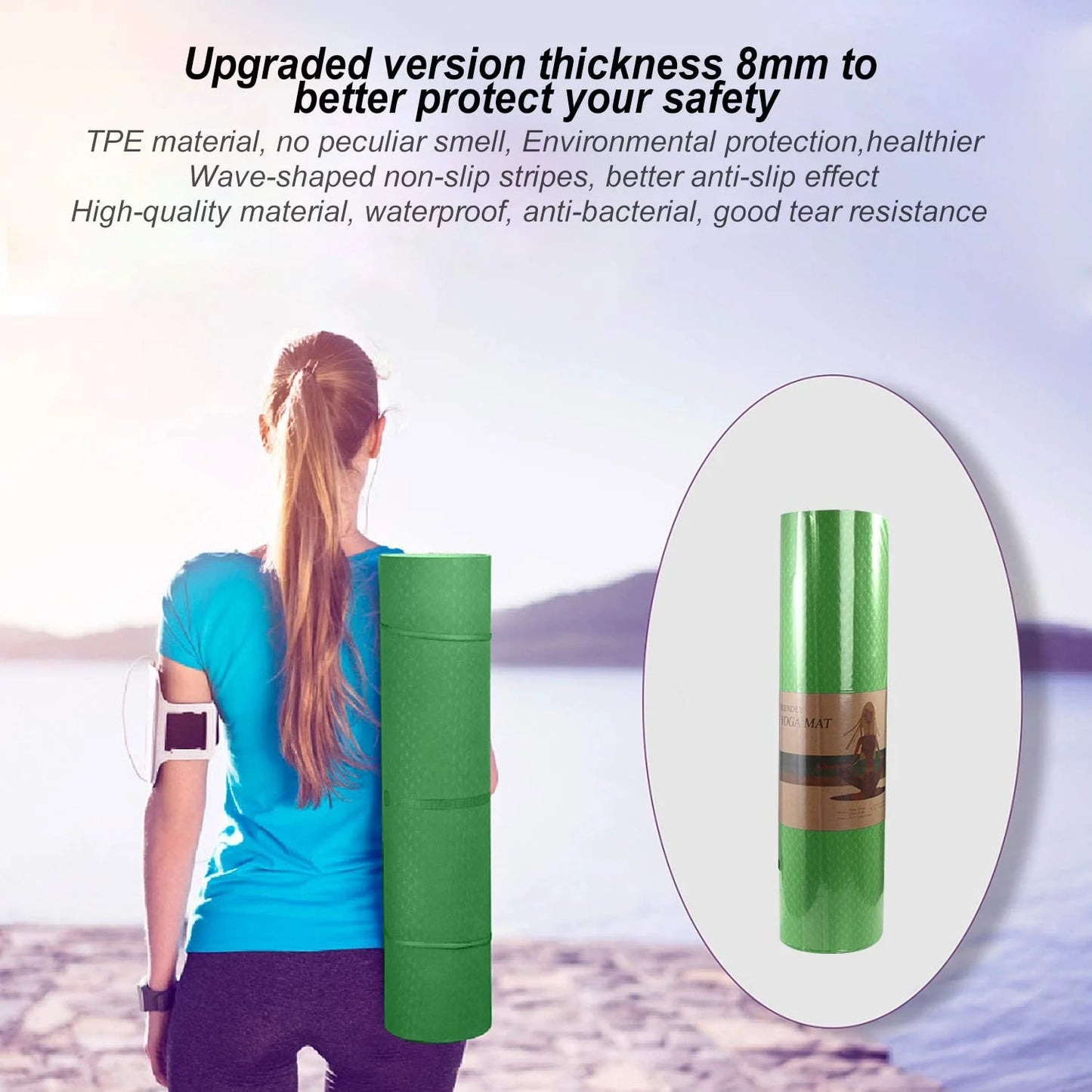 Premium 8mm TPE Non-Slip Yoga Mat - Extra Thick, Eco-Friendly Exercise Mat for Yoga and Pilates for Men and Women