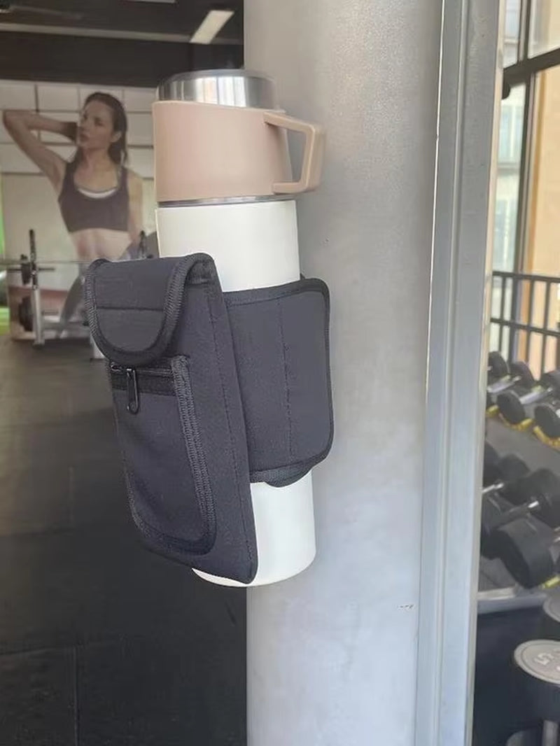 Magnetic Portable Gym Water Bottle Holder with Phone Sling Attachment for Easy Accessibility on Metal Surfaces